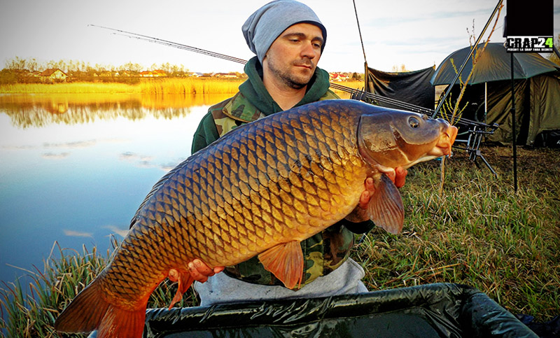 Alexandru și crapul record al lacului (cântărit la 14,07 kg în primăvara lui 2014)